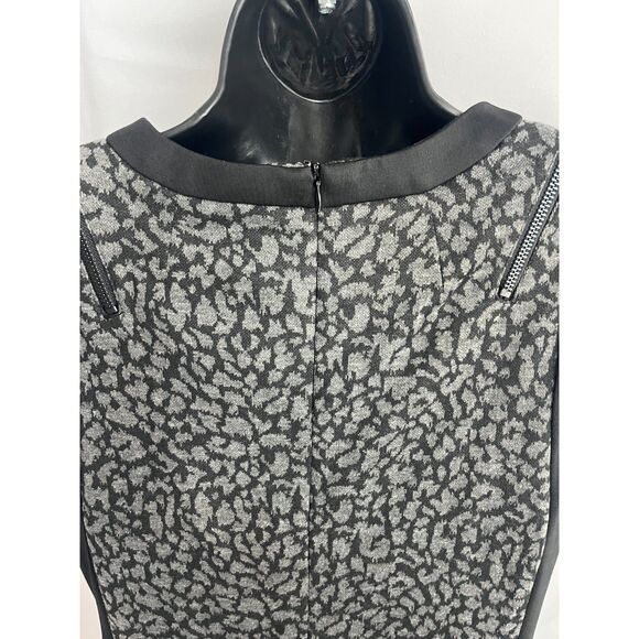 Lapis Leopard Print Black Grey Sheath Dress Sze L Animal Print Office Career 90s - Picture 6 of 11